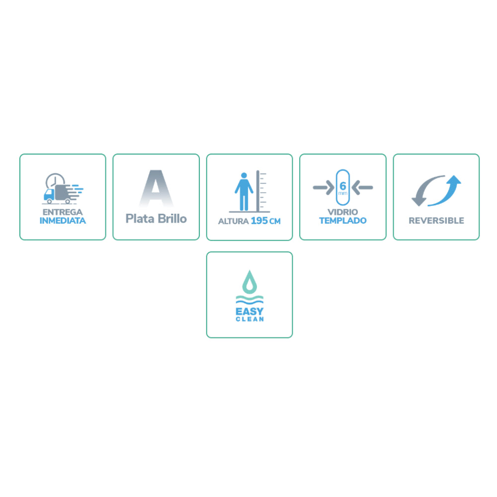 MAMPARA DUCHA FIJA + ABATIBLE ACERO INOX MOD. S300