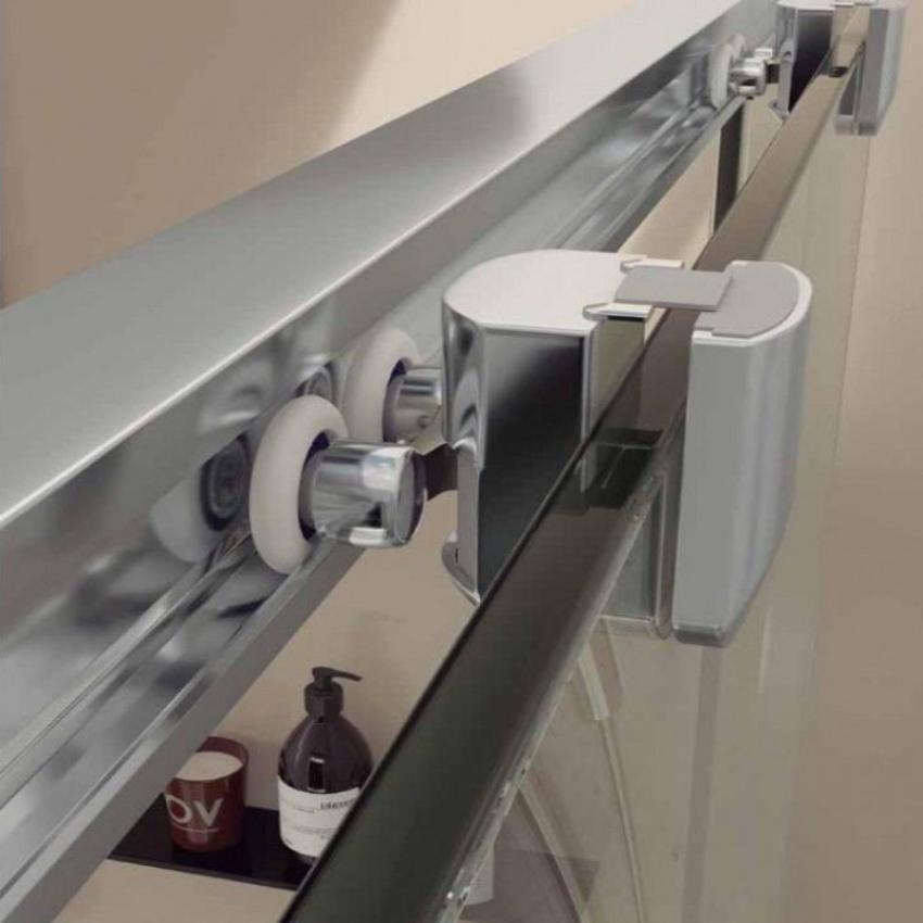 MAMPARA FRONTAL F1 -2 Fijos+ 2 Correderas PERFIL Cromo