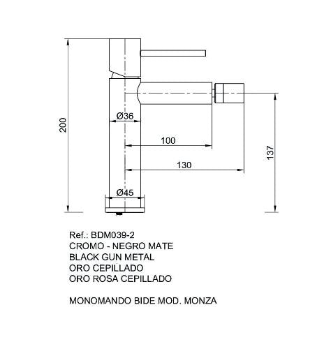 Monomando Bidé Cromo Monza
