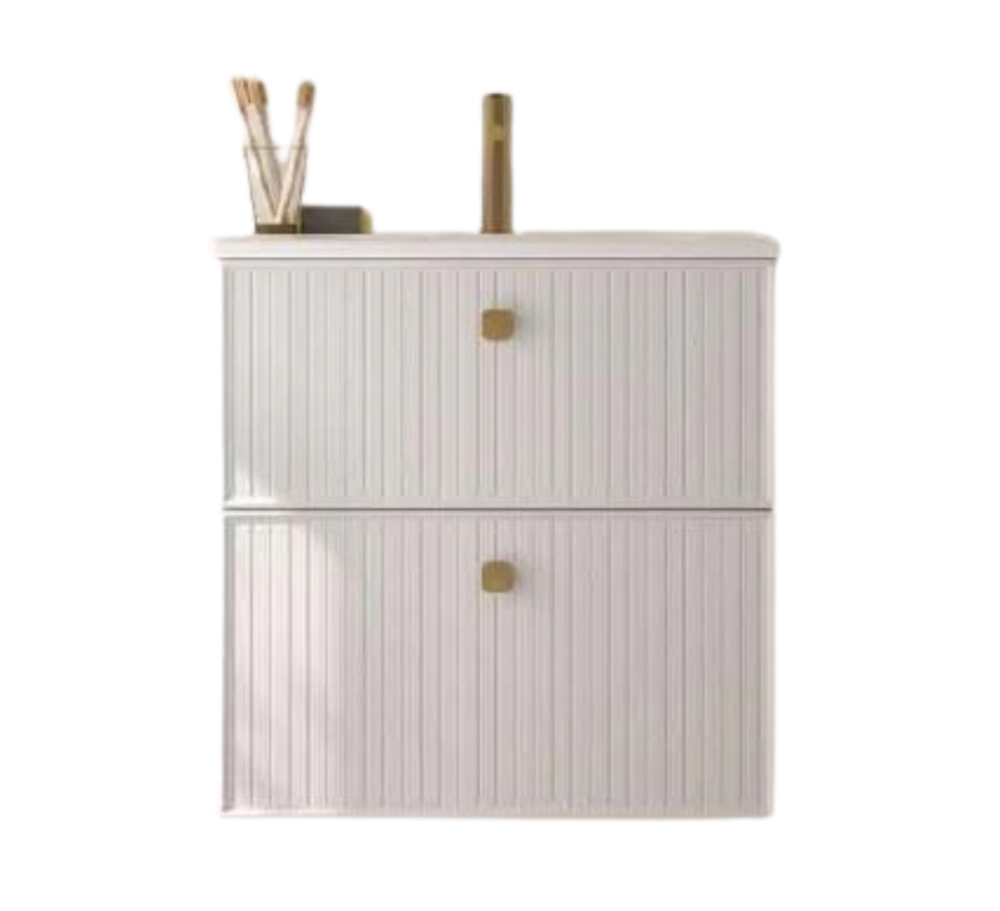 MUEBLE BAÑO BLANCO 2 CAJONES + LAVABO BAJO ENCIMERA Mod Blanca