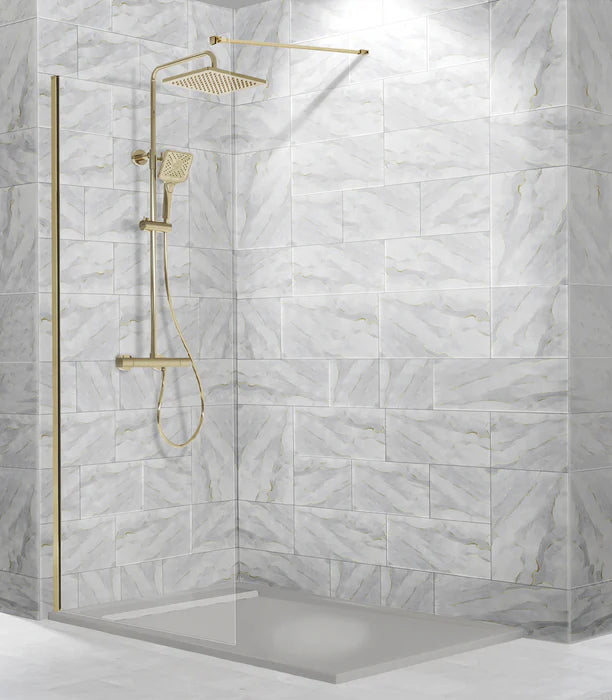 MAMPARA DUCHA FIJA FRESH - VIDRIO 8MM - ORO CEPILLADO