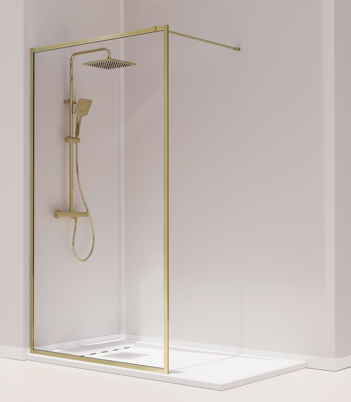MAMPARA DUCHA FIJA ENMARCADO FRESH ORO CEPILLADO