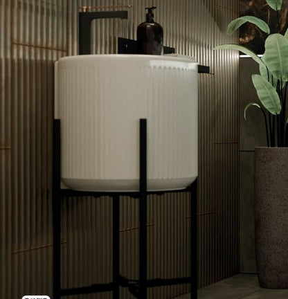 Lavabo Suspendido de Cerámica Negro Mate – BECA Diseño Moderno y Elegante