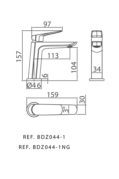 Monomando de lavabo cromado serie Belgica