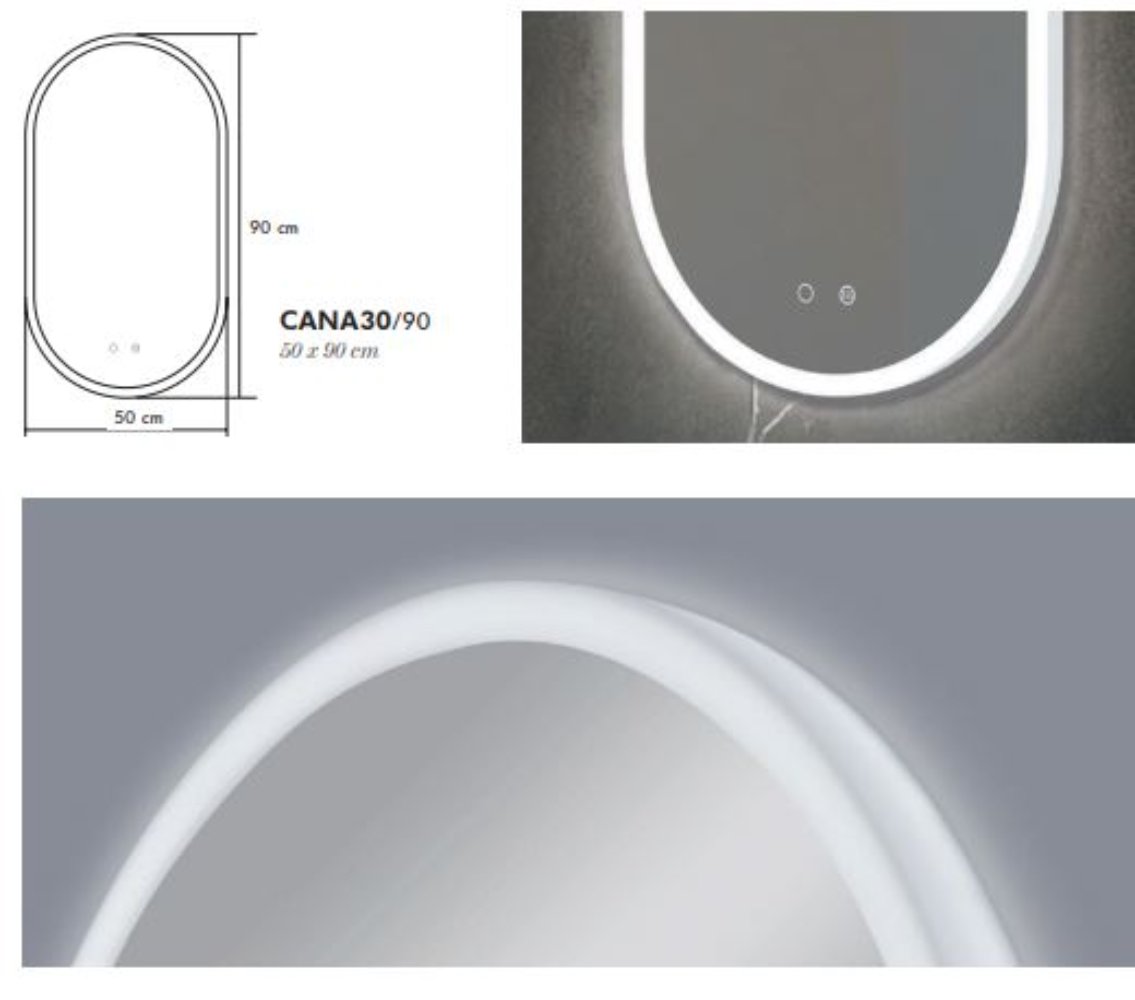 ESPEJO BAÑO OVALADO LUZ LED, MOD. CANADA