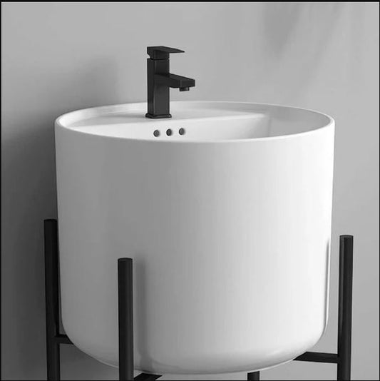 Lavabo Suspendido de Cerámica Blanco Brillo –LEVI  Diseño Moderno y Elegante