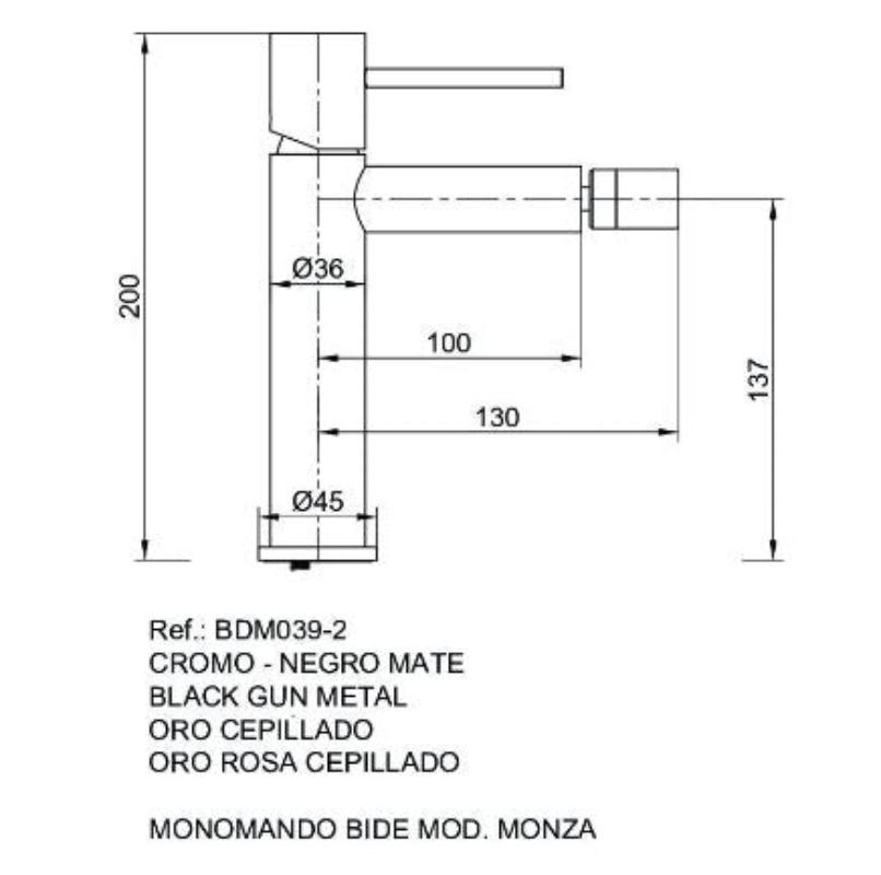 Monomando lavabo Negro Mate serie Monza