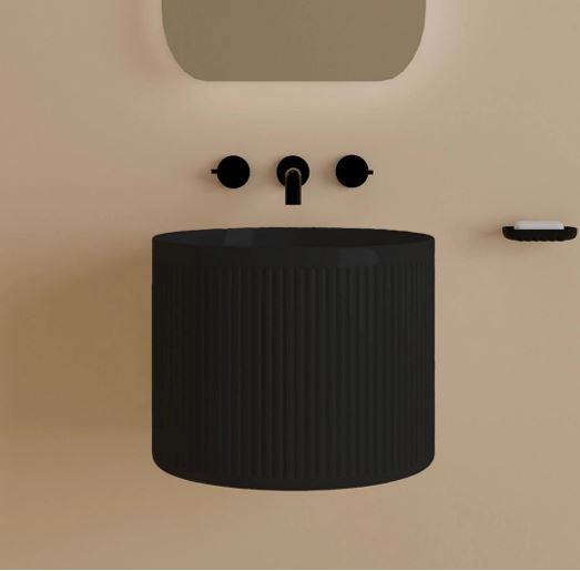 Lavabo Suspendido de Cerámica Negro Mate –OBA  Diseño Moderno y Elegante