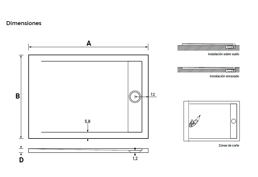 PLATO DE DUCHA AMBIENTE BLANCO ANCHO 80