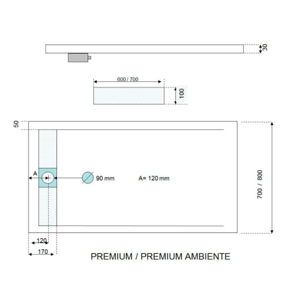 PLATO DE DUCHA AMBIENTE CREMA ANCHO 80