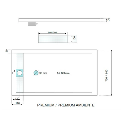 PLATO DE DUCHA AMBIENTE CREMA ANCHO 80