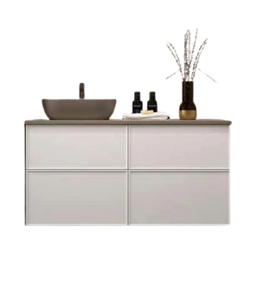 MUEBLE BAÑO BLANCO 120 CM - 4 CAJONES + ENCIMERA ´+ 1 LAVABOS Mod Blanca