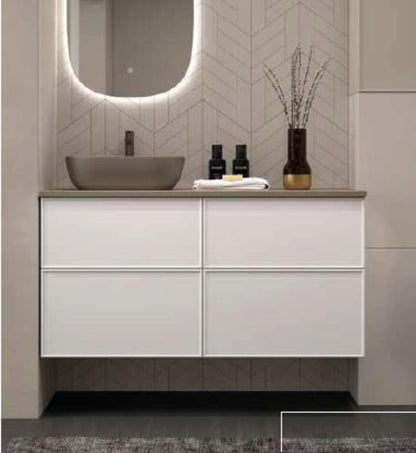 MUEBLE BAÑO BLANCO 120 CM - 4 CAJONES + ENCIMERA ´+ 1 LAVABOS Mod Blanca