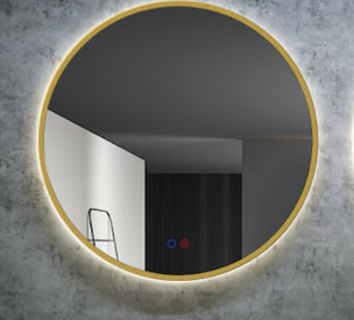 ESPEJO BAÑO REDONDO LED, MARCO NEGRO MATE, ORO ROSA, ORO CEPILLADO-MOD. PARIS